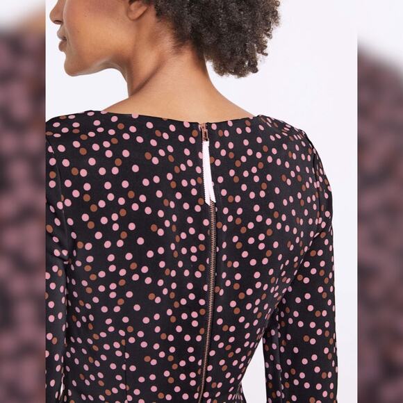 Boden Delia Top size US 6 UK 10 Black Pink Polka Dots Stretch Knit - Picture 4 of 14